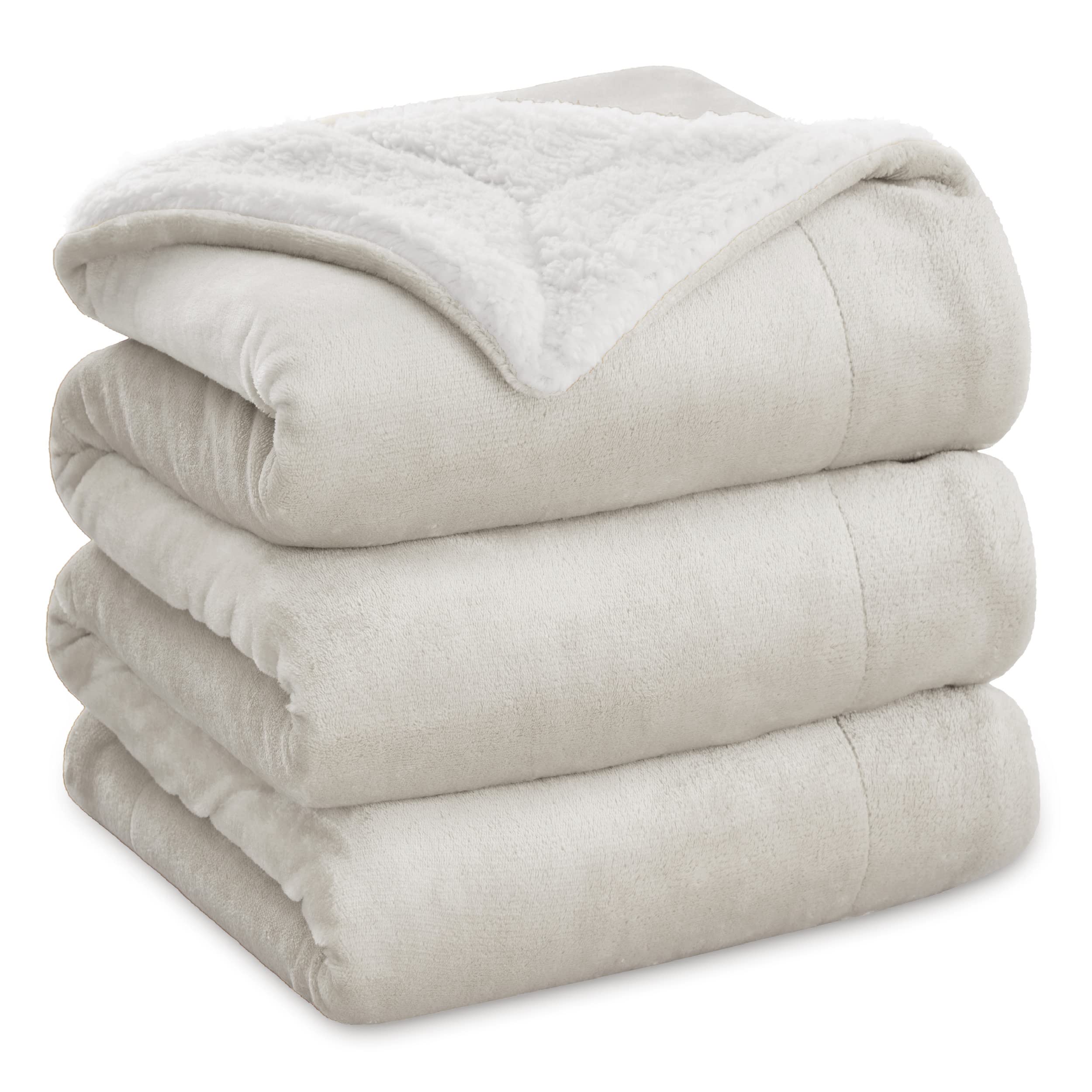 Bedsure Sherpa Fleece King Size Blanket For Bed - Thick And Warm For Winter, Soft And Fuzzy Large Blanket King Size, Linen, 108X