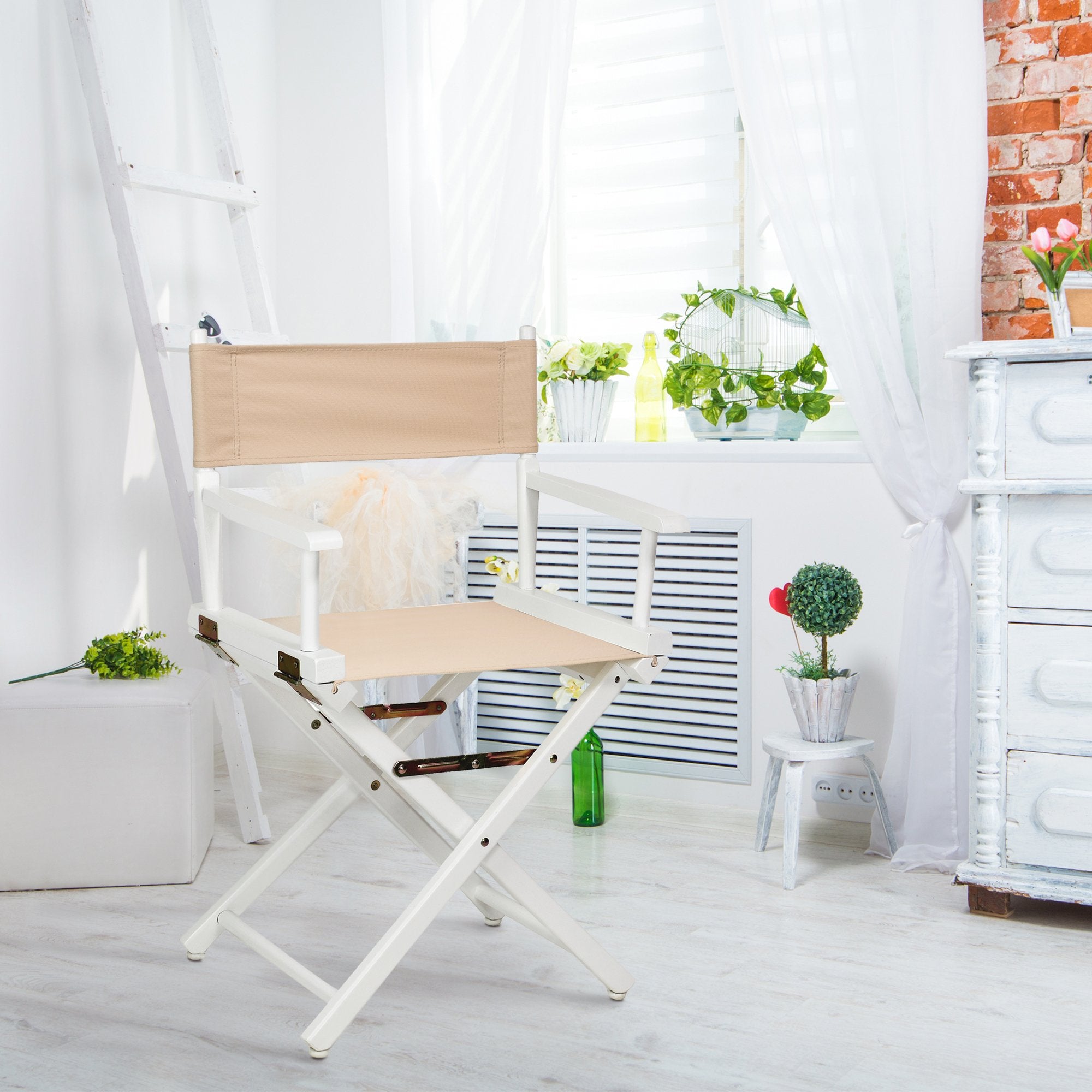 Casual Home 18" Director'S Chair White Frame With Tan Canvas