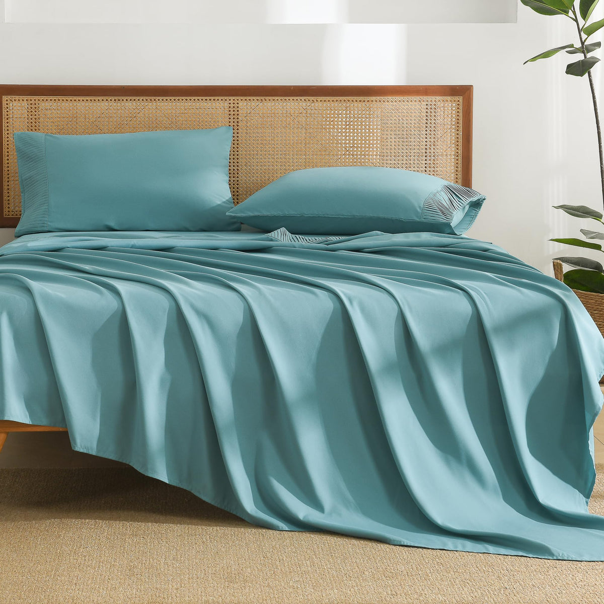 Andency Grayish Teal Sheets Full Set 4 Pieces, Super Soft Sheets For Full Size Bed, Microfiber Full Sheet Set, Deep Pocket Up To 16', Hotel Luxury Breathable & Cooling Bedding Sheets & Pillowcases