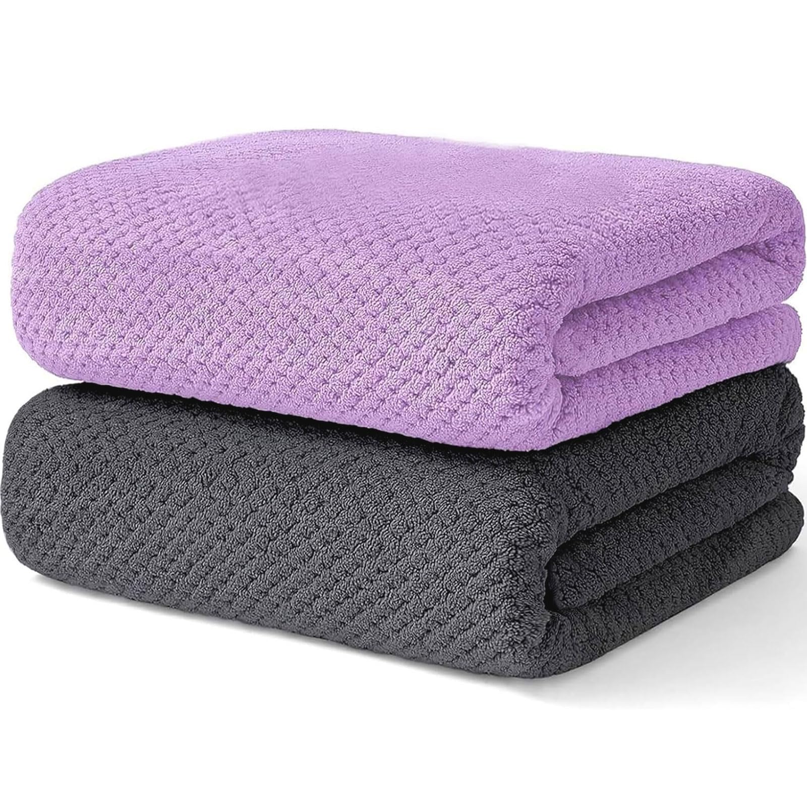 Wuwahold 2 Pack Bath Towel Set, Waffle Bath Towel Set, Super Soft Highly Absorbent, Sturdy Quick Drying Towels for Bathroom, Gym