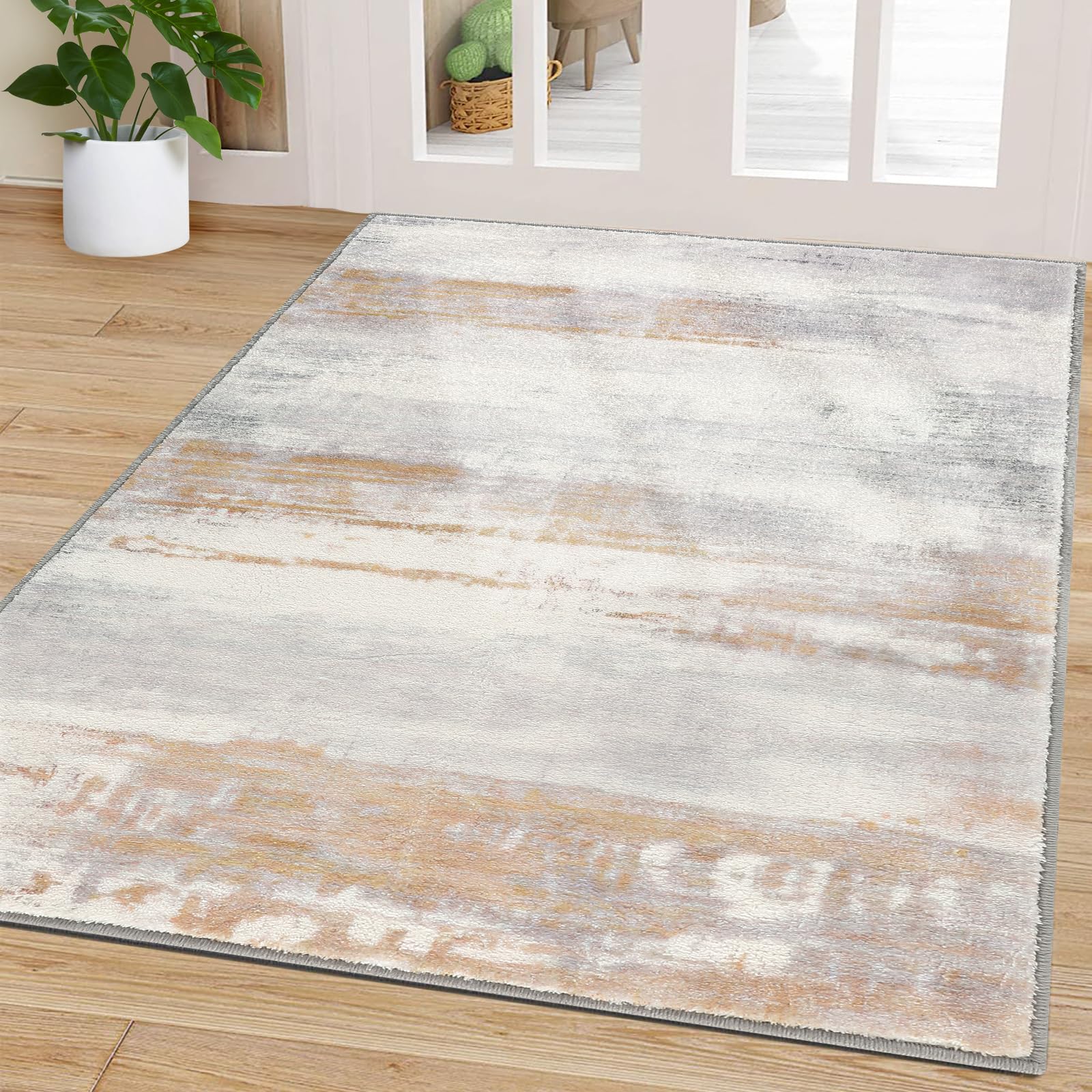 Cristgee Door Mat, Front Indoor Door Mat Faux Wool Non-Slip Entryway Rug Absorbent Abstract Throw Rug for Indoor Entrance Hallwa