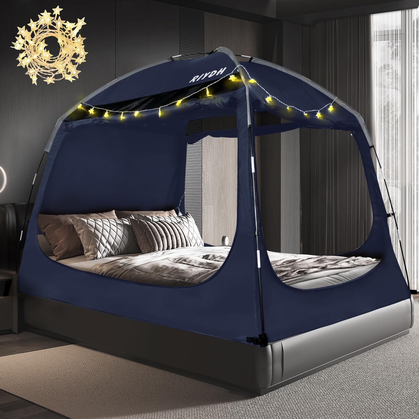 Riydh Bed Tent Bed Canopy Breathable 100% For Adult And Kids Light Reduction Sleeping Dream Tents Indoor Portable Big Space With