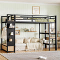 KEIKI Twin XL Size Loft Bed with with Wardrobe,Heavy Duty Metal Bedframe with Safety Guardrails, Storage Shelves and Pegboard fo
