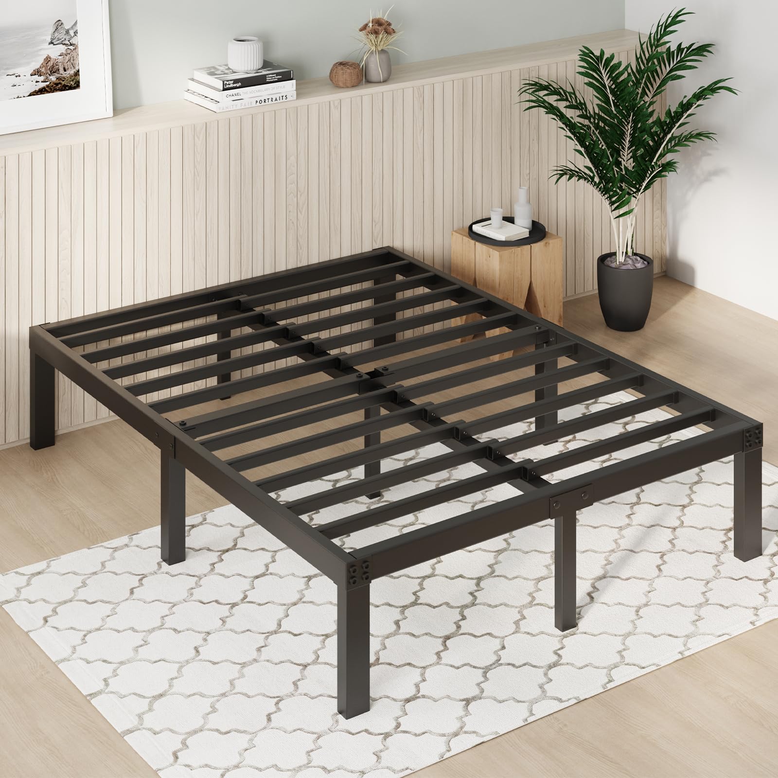 Novilla Queen Size Bed Frame, 12 Inch Metal Platform Bed Frame Queen Size With Storage Space Under Bed, Heavy Duty Steel Slat Support, Easy Assembly, No Box Spring Needed
