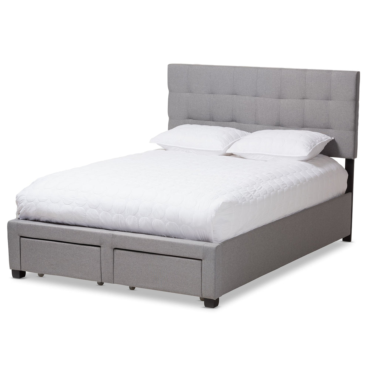 Baxton Studio Tibault Modern And Contemporary Grey Fabric Upholstered Queen Size Storage Bed Grey/Queen//Contemporary/Fabric Polyester 100%&quot;/Rubber Wood/Mdf/Foam