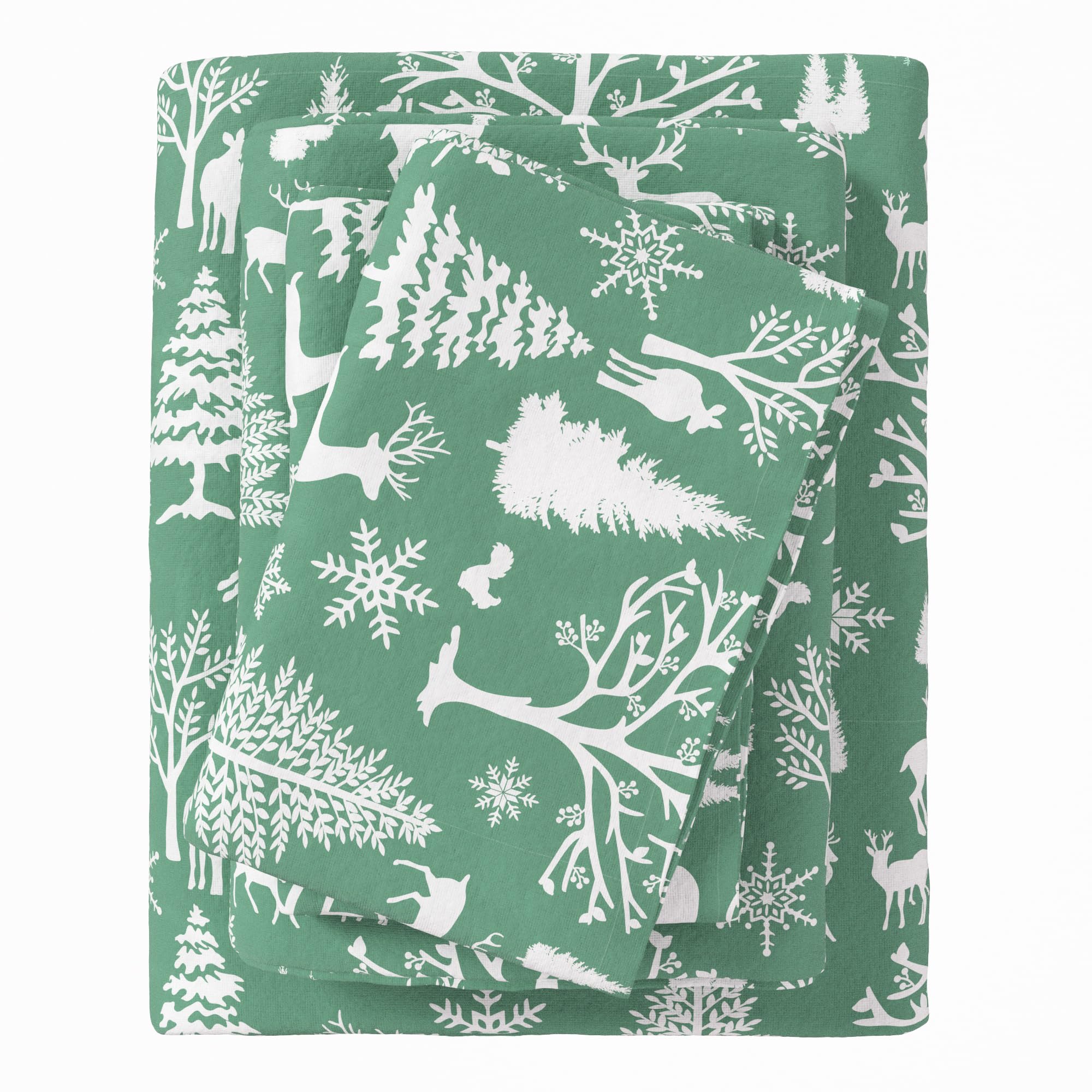 Great Bay Home Flannel Sheet Set California King Size - 100% Turkish Cotton, Double-Brushed, Printed Bed Sheets - Ultra-Soft, Co