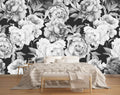 MFWFM Black and White Peonies Wallpaper Watercolor Floral Mural Wallpaper for Bedroom Living Room (Not Peel n Stick)