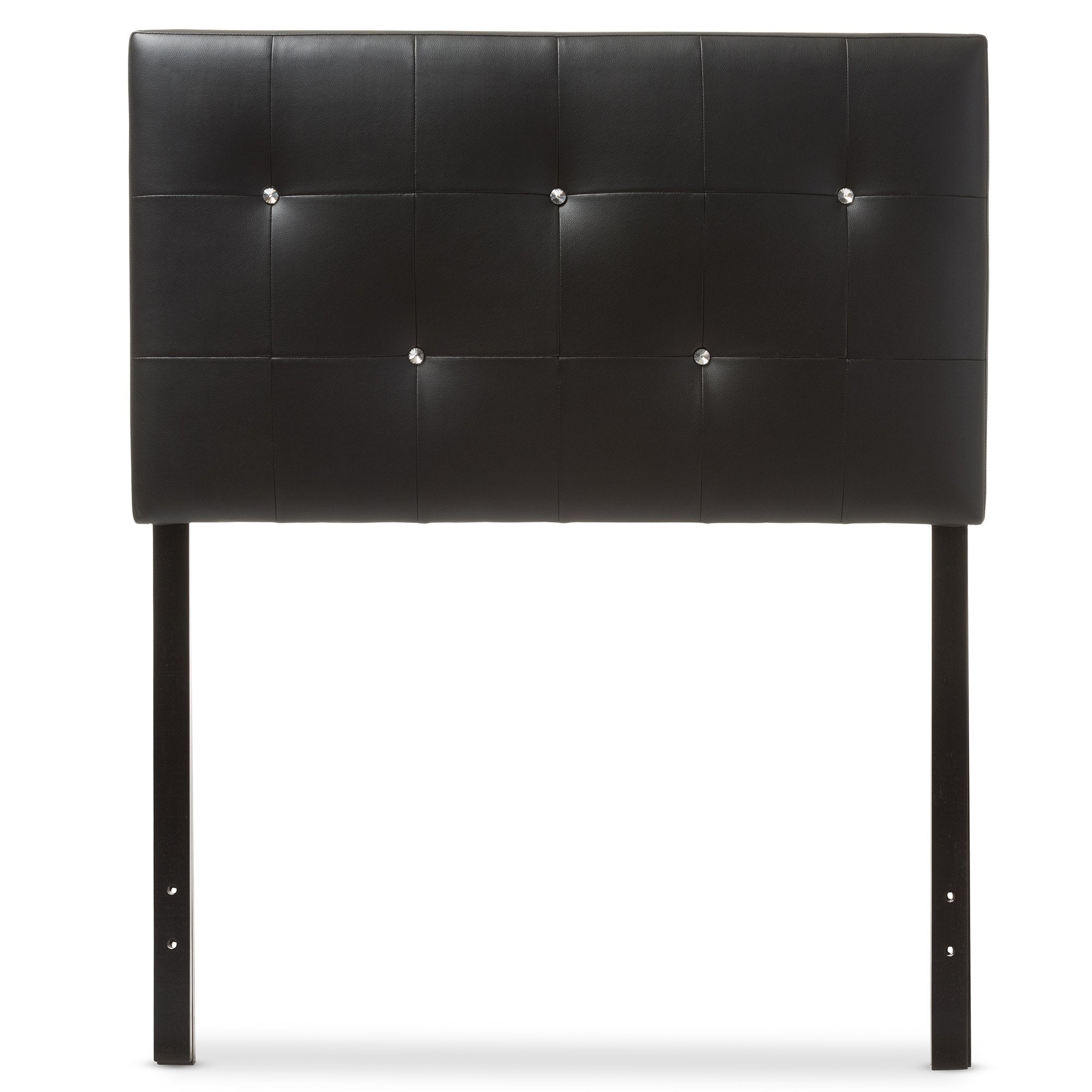 Baxton Studio Dalini Modern and Contemporary Full Black Faux Leather Headboard with Faux Crystal Buttons