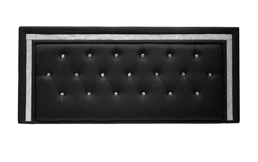 Best Master Furniture Hope Tufted Vinyl Upholstered Headboard, Queen/Full, Black