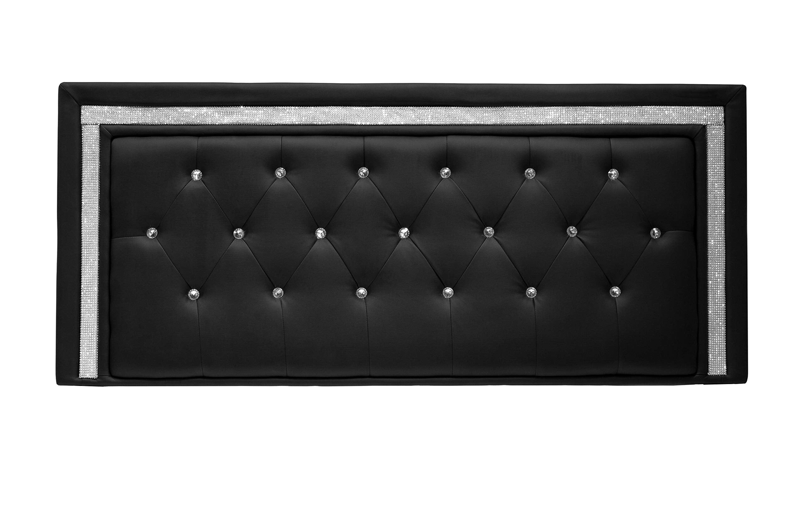 Best Master Furniture Hope Tufted Vinyl Upholstered Headboard, Queen/Full, Black