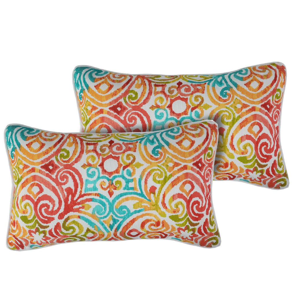 Funhome Set Of 2 Patio Lumbar Pillows With Insert, 12   X20    Waterproof Fade Resistant Outdoor Lumbar Pillow, Decorative Garde