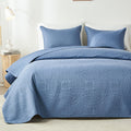 Akkialla King Quilt Bedding Set,Bluish Grey Ultrasonic King/Cal King Quilt Set,Lightweight Soft Bedspread Coverlet,Modern Style