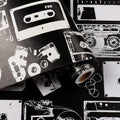 HelloWall 17.71x 315 Black and White Wallpaper Removable Wallpaper Stick and Peel Vintage Video Cassette Tape Wall Paper Sticker