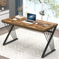FOLUBAN Home Office Desk, Modern Wood and Metal Computer Desk, Simple Writing Work PC Desks for Bedroom, Industrial Study Gaming