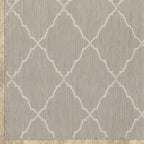 HomeRoots Grey Polypropylene 3’x5’ Gray and Ivory Trellis Indoor Outdoor Area Rug