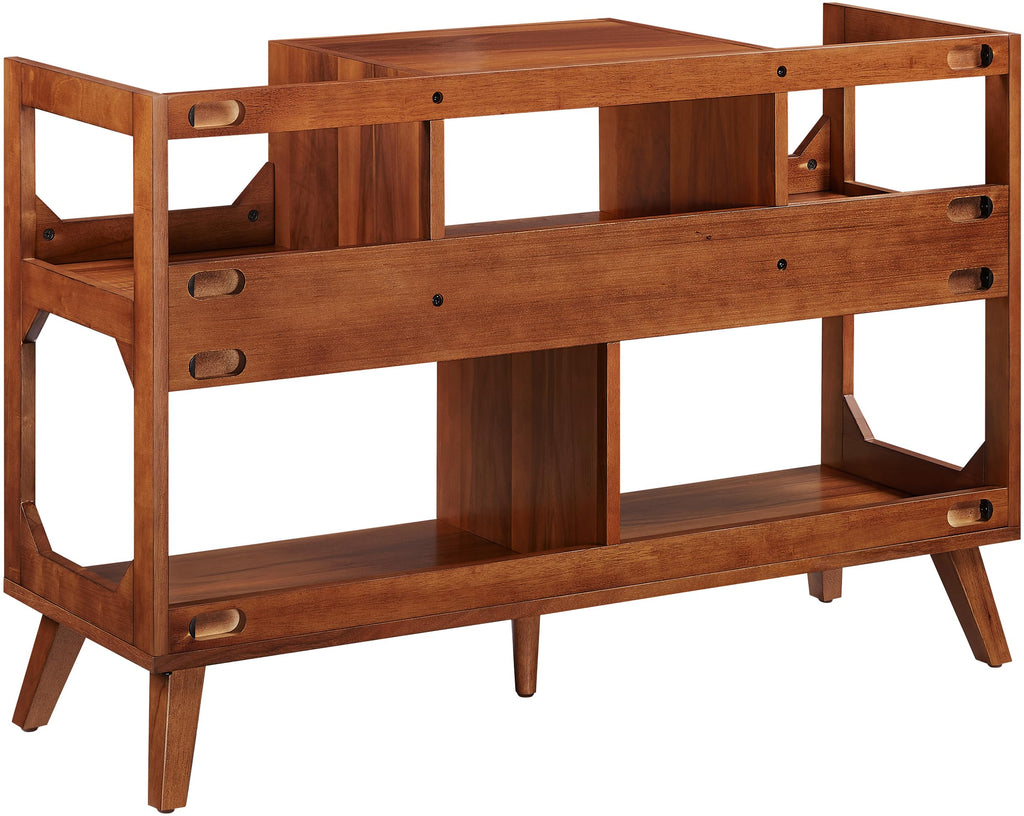 Crosley Furniture Asheville Mid-Century Modern Media Console Record Player Stand, Storage for Vinyl Records, Walnut, Large