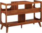 Crosley Furniture Asheville Mid-Century Modern Media Console Record Player Stand, Storage for Vinyl Records, Walnut, Large
