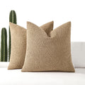 Romandeco Boucle Decorative Throw Pillow Covers For Couch Set Of 2, 22X22 Inches, Camel