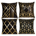 Zlina Home Decorative Set Of 4 Throw Pillow Covers Gold Foil Pillow Covers 18   18 Inch Geometric Square Cushion Covers Decor Co