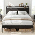 LIKIMIO Queen Bed Frame with Headboard, Dark Wood Camas Queen with Strong Supports, Sturdy, Noise-Free, No Box Spring Needed, Cl