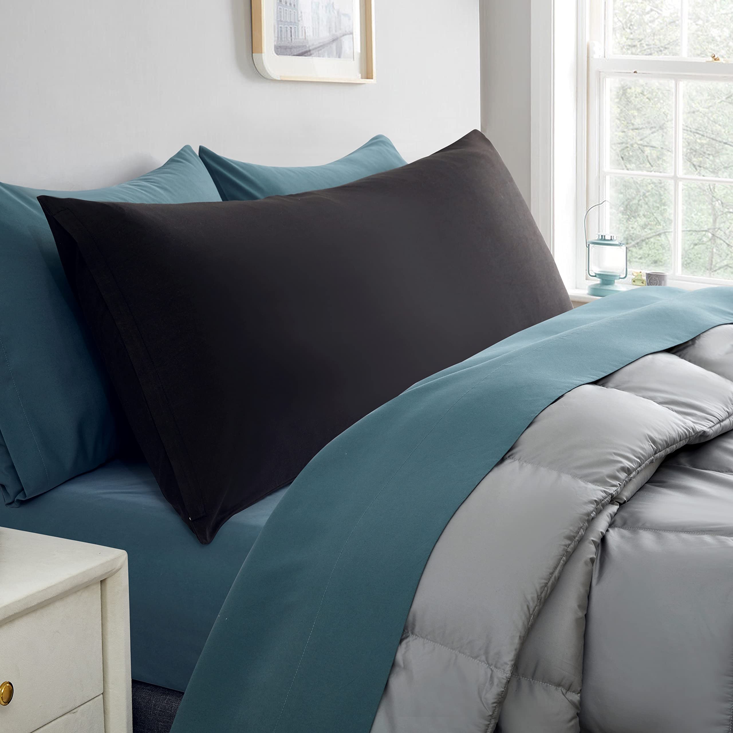 Entisn 2Pcs Body Pillow Cover, 1800 Thread Count Brushed Microfiber Body Pillow Case Set Soft And Cozy With Hidden Zipper - 20'