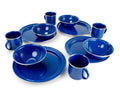 GSI Outdoors Camp Table Set for 4 I Includes Enamel Pioneer Plates, Bowls, & Coffee Mugs for Camping, Outdoors, RV
