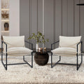 Kromax Modern Accent Chair with Armrest, Set of 2, Cozy Living Room Chairs, Square Metal Frame, Upholstered Soft Cushion, Sponge