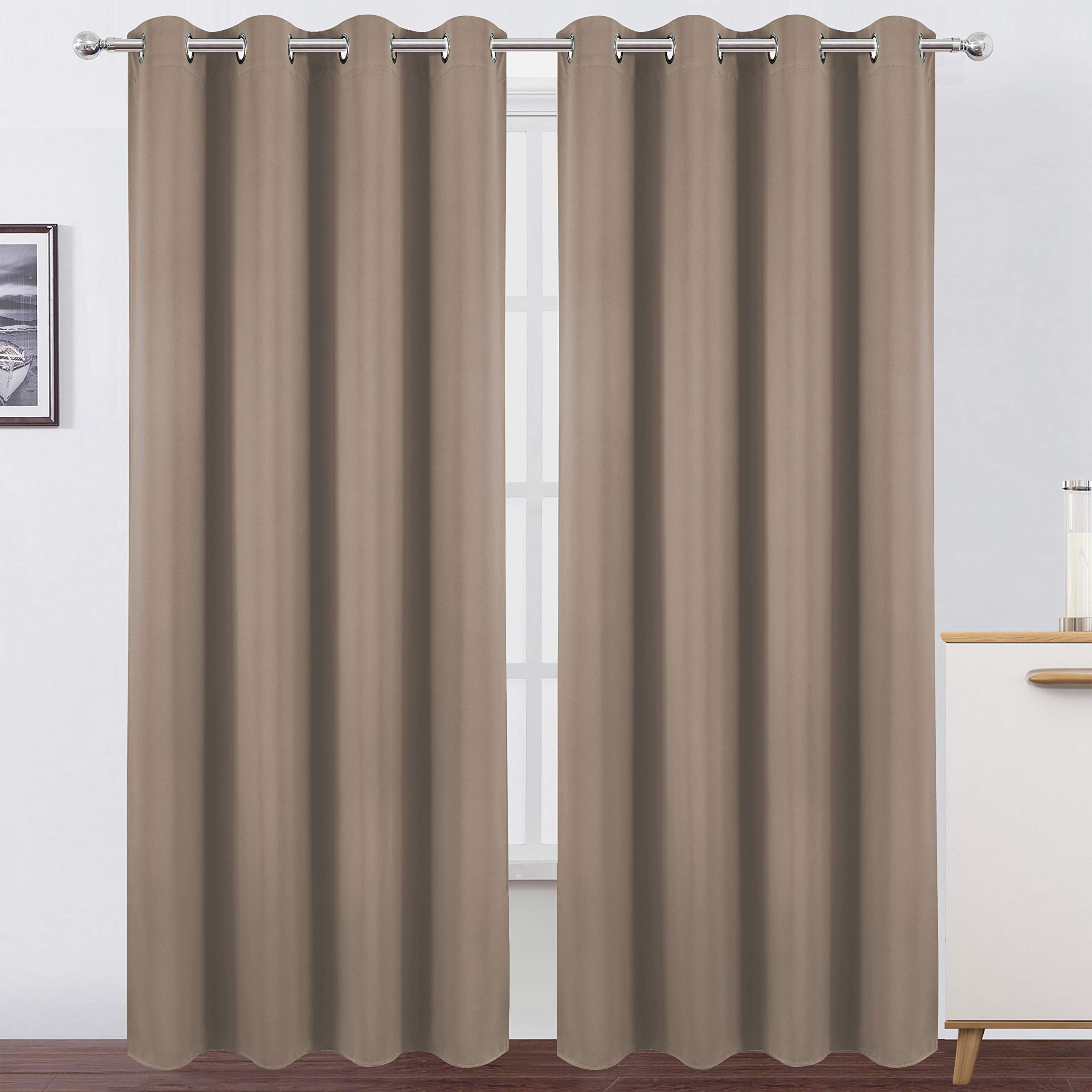 Lemomo Cappuccino Thermal Blackout Curtains/52 X 108 Inch/Set Of 2 Panels Room Darkening Curtains For Bedroom
