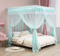 Mengersi 4 Corners Post Canopy Bed Curtains For Girls,Bed Canopy Royal Luxurious Cozy Drape Netting - Cute Princess Bedroom Deco