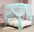 Mengersi 4 Corners Post Canopy Bed Curtains For Girls,Bed Canopy Royal Luxurious Cozy Drape Netting - Cute Princess Bedroom Deco
