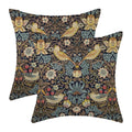 Jecuwo Floral Pillow Covers 18X18 Inch Set Of 2, Brown Light Blue Flower Bird Outdoor Decorative Throw Pillowcase Colourful Vint