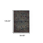 HomeRoots 510065 8 x 10 ft. Blue & Purple Oriental Power Loom Stain Resistant Rectangle Area Rug