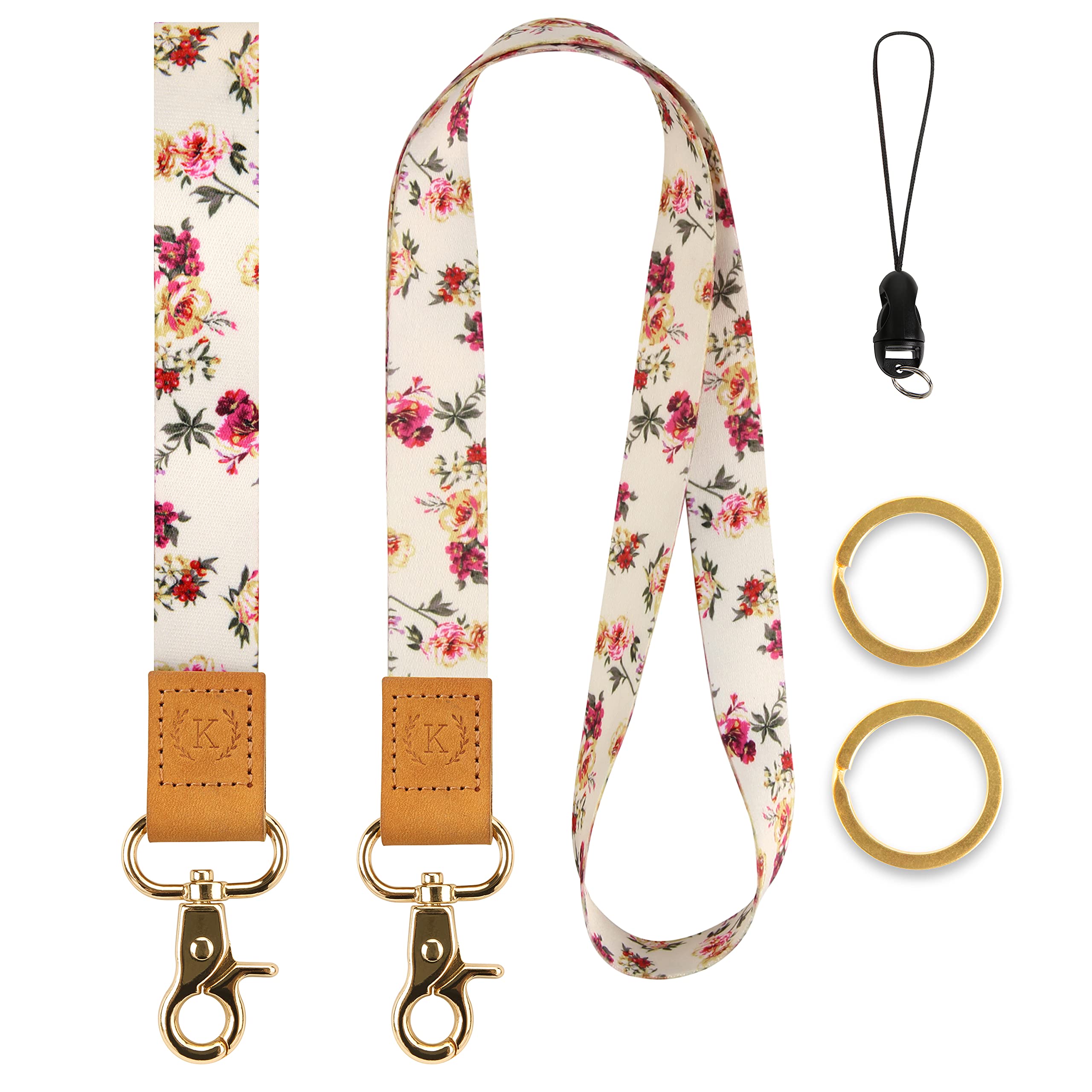 Lanyards For Id Badges, Key Lanyard & Keychain Wristlet Set For Teacher, Women, Men, Car Keys, Wallet, Popular Color Choices, Ul