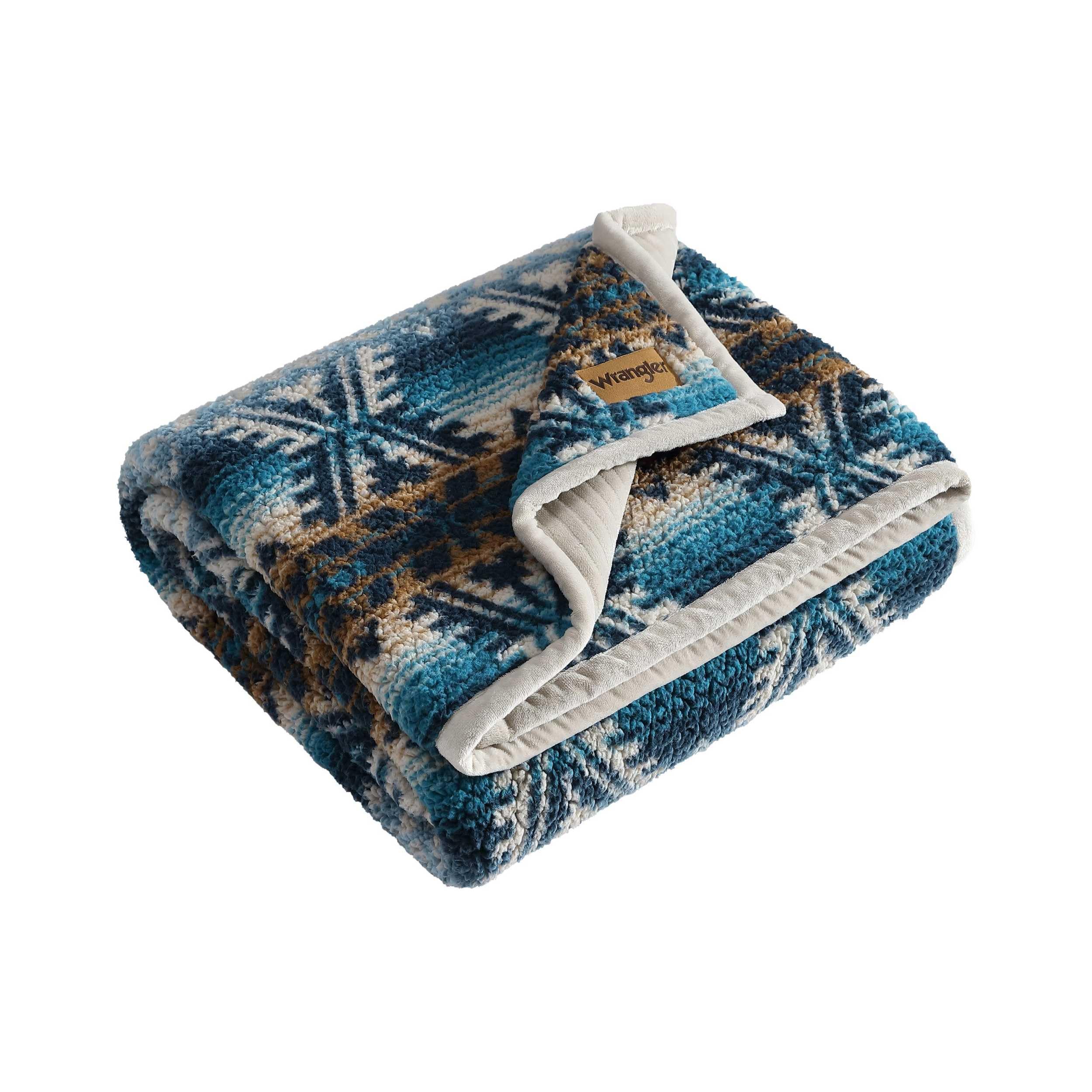 Wrangler - Blanket, Super Soft Sherpa Bedding with Corduroy Reverse, Yellowstone Inspired Throw Blanket for Couch or Bed (Fronti