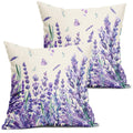 Kawani Spring Summer Floral Pillow Covers 18X18 Inch Purple Lavender Butterfly Flowers Decorative Pillow Cases Set Of 2 Seasonal
