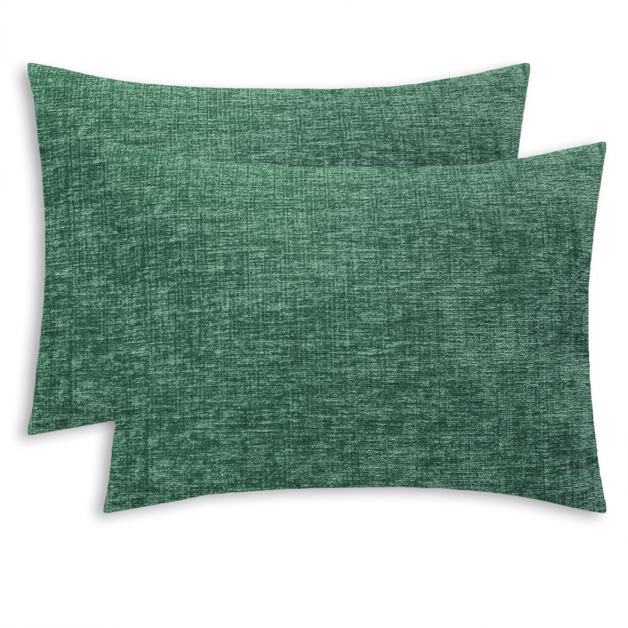 Calitime Pack Of 2 Cozy Standard Pillow Shams Cases For Bed Bedding Decoration Solid Dyed Soft Chenille 20 X 26 Inches Dark Gree