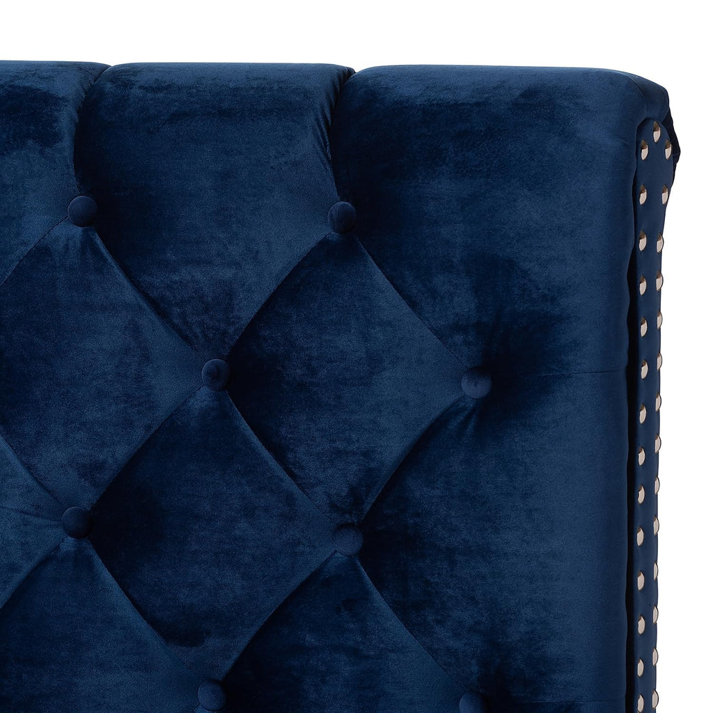 Baxton Studio Candace Bed, King, Navy Blue (149-8949-HiT)