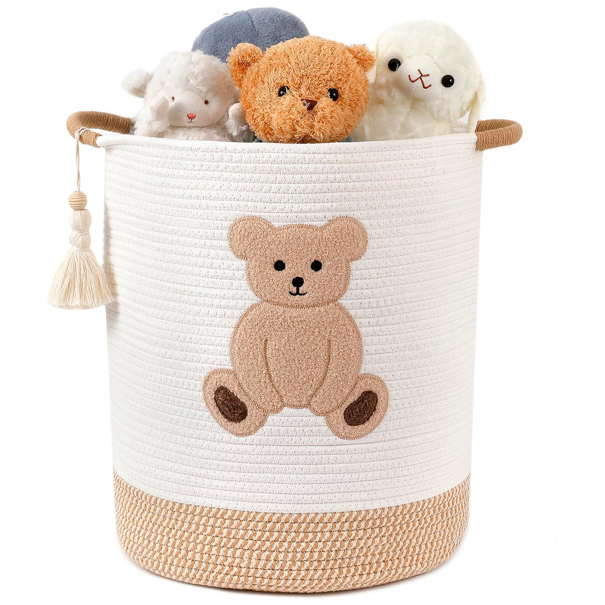 51L Baby Hamper for Nursery Laundry Basket Rope Stuffed Animal Storage Bins