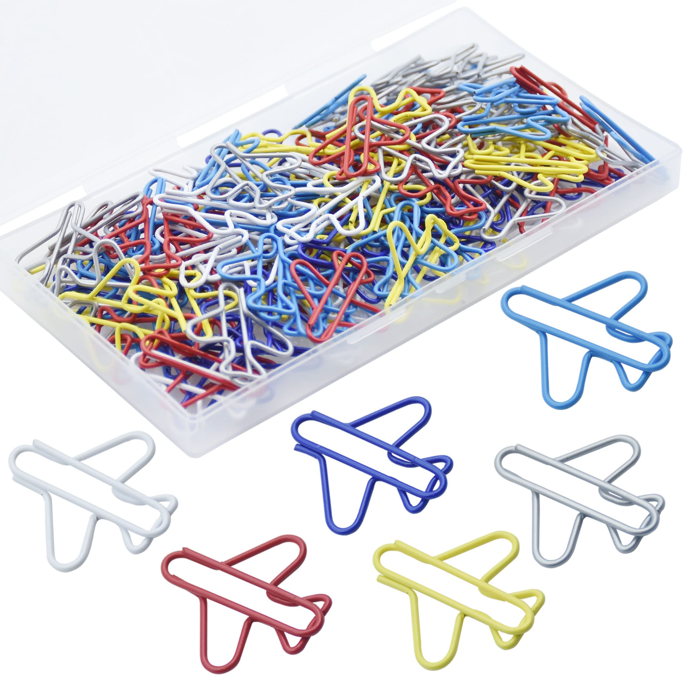 Youdeful 120 Pcs Plane Paperclips, Cute Metal Paper Clips In 6 Colors, Airplane Shaped Bookmark Clips, Plane Paper Clips Office