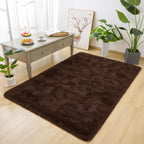 Detum Bedroom Rug Coffee 4X6 Fluffy Area Rugs For Bedroom Soft Living Room Rug Large Area Rug Washable And Nonslip Carpets Moder