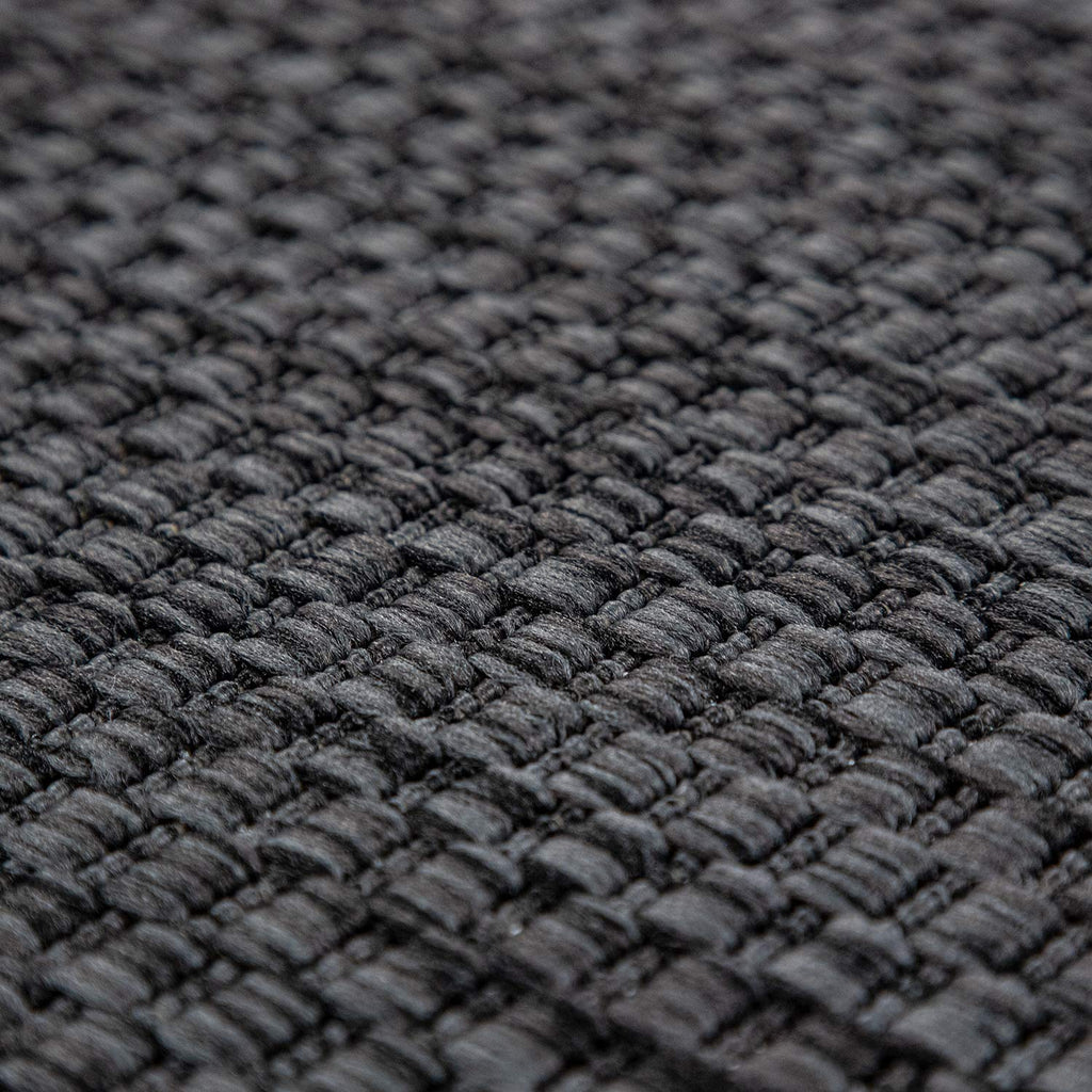 Solid Outdoor Rug For Patio Or Balcony Waterproof In Mottled Anthracite, Size: 6'7' Round