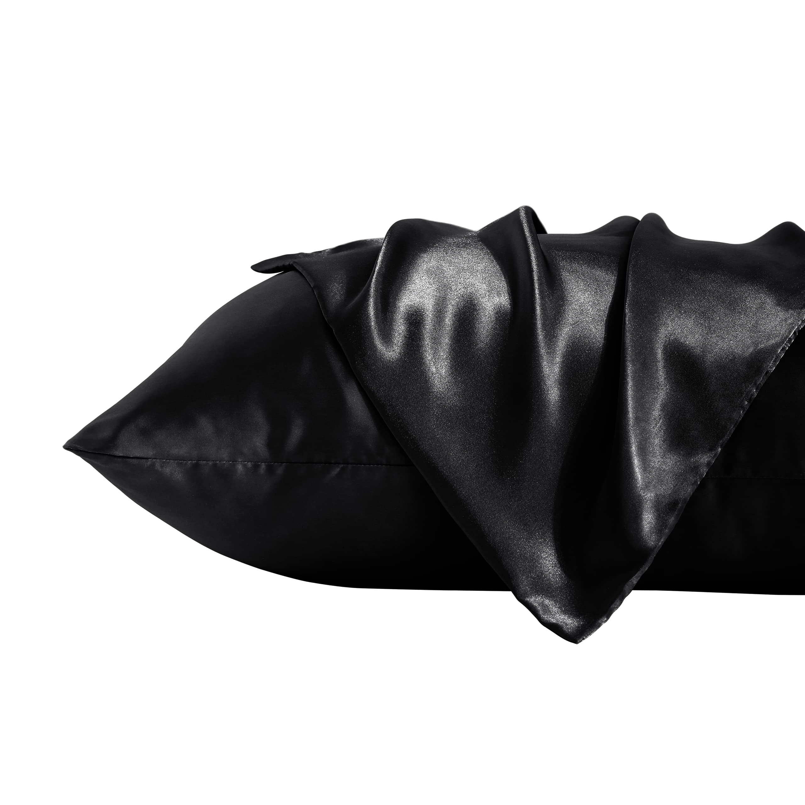 Bedsum 2 Pack Standard Silk Satin Pillowcases For Hair And Skin, Silky Soft And Luxurious Bedding Pillow Cases With Envelope Clo