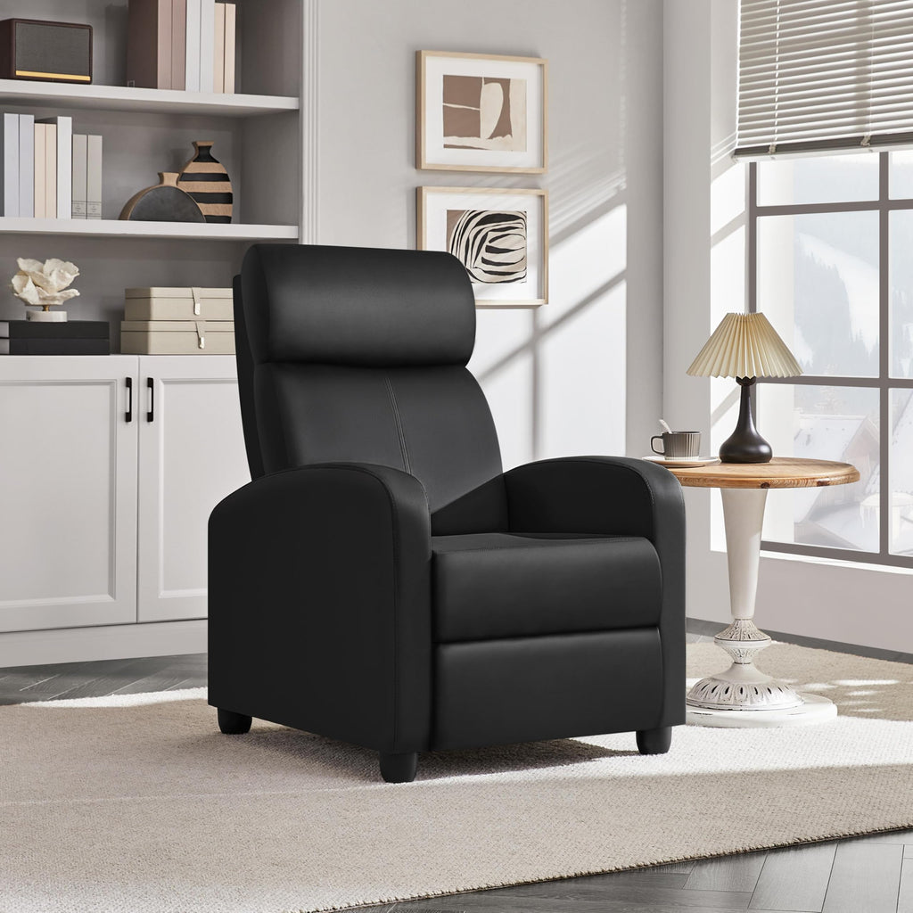 Yaheetech Recliner Chair Pu Leather Recliner Sofa Home Theater Seating With Lumbar Support Overstuffed High-Density Sponge Push Back Recliners Armchair For Living Room