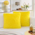 Bbiggood Yellow Throw Pillow Covers, Pack Of 2 Luxury Soft Faux Fur Pillow Covers Home Decor, Solid Furry Plush Pillow Cover Set