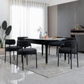 Aisall Black Dining Chairs Set Of 6, Boucle Dining Room Chairs Mid-Century Modern Kitchen Chairs With Curved Backrest And Black