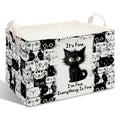 CIAEXRN Collapsible Storage Basket with Handles  Black Cat