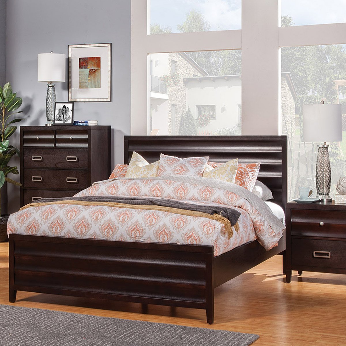 Alpine Furniture Legacy Queen Wood Panel Bed In Black Cherry