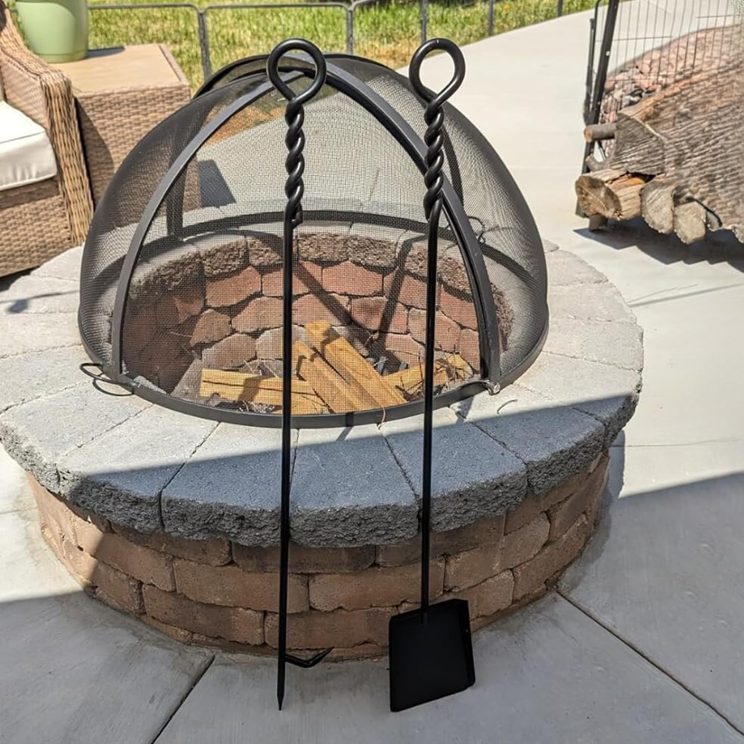 Fireplace Tools Set With 40Inch Twisted Rope Design Fire Poker And Fireplace Shovel, Heavy Duty Handmade Fire Poker And Shovel F