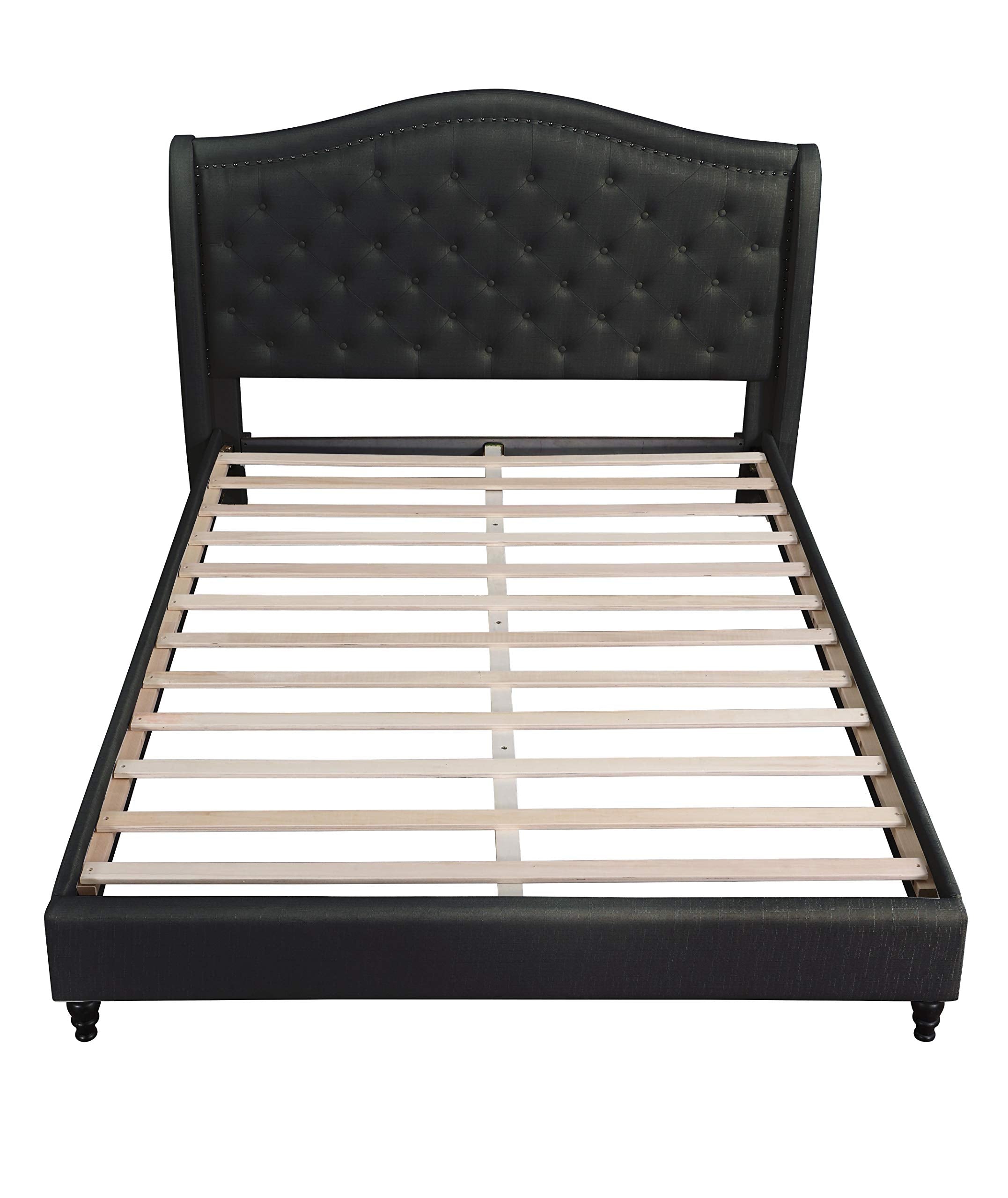 Best Master Furniture Sophie Upholstered Tufted Platform Bed, Black King