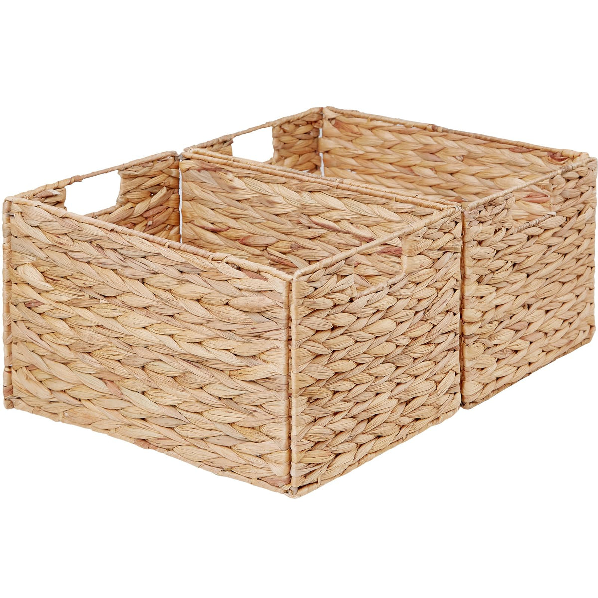 Vagusicc Wicker Storage Basket, Set of 2 HandWoven Storage Baskets for Organizing, Small Wicker Basket for Toilet Paper, Foldab